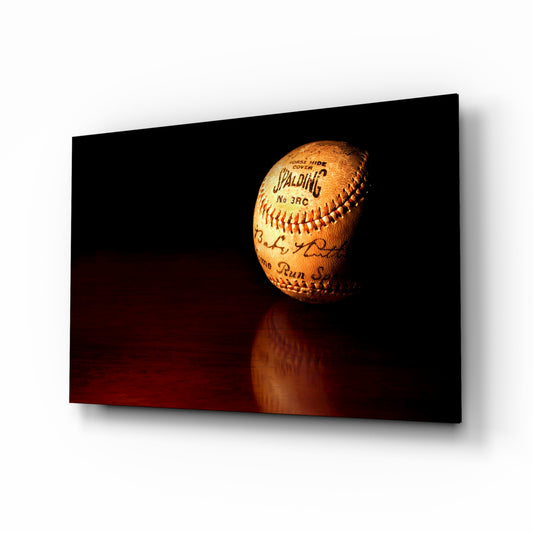 Baseball glass wall art in a modern study