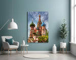 Saint Basil's Cathedral artwork styled in a study interior