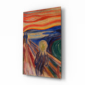 Scream glass wall art in a modern study