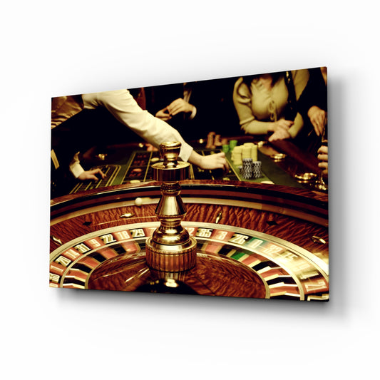 Gamble glass wall art in a modern high-end bar