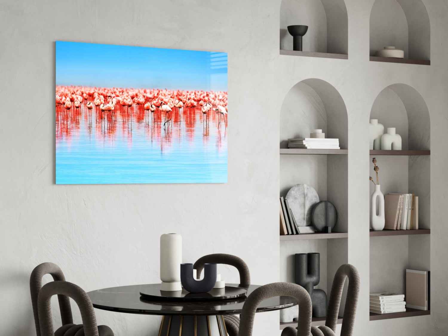 Flamingos Glass Wall Art.