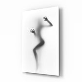 Woman Shadow glass wall art in a modern creative loft