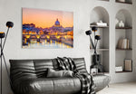 St. Peter's Basilica artwork styled in a master bedroom interior
