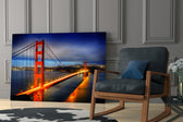 Cityscape yatay panel against a moody dark-painted accent wall