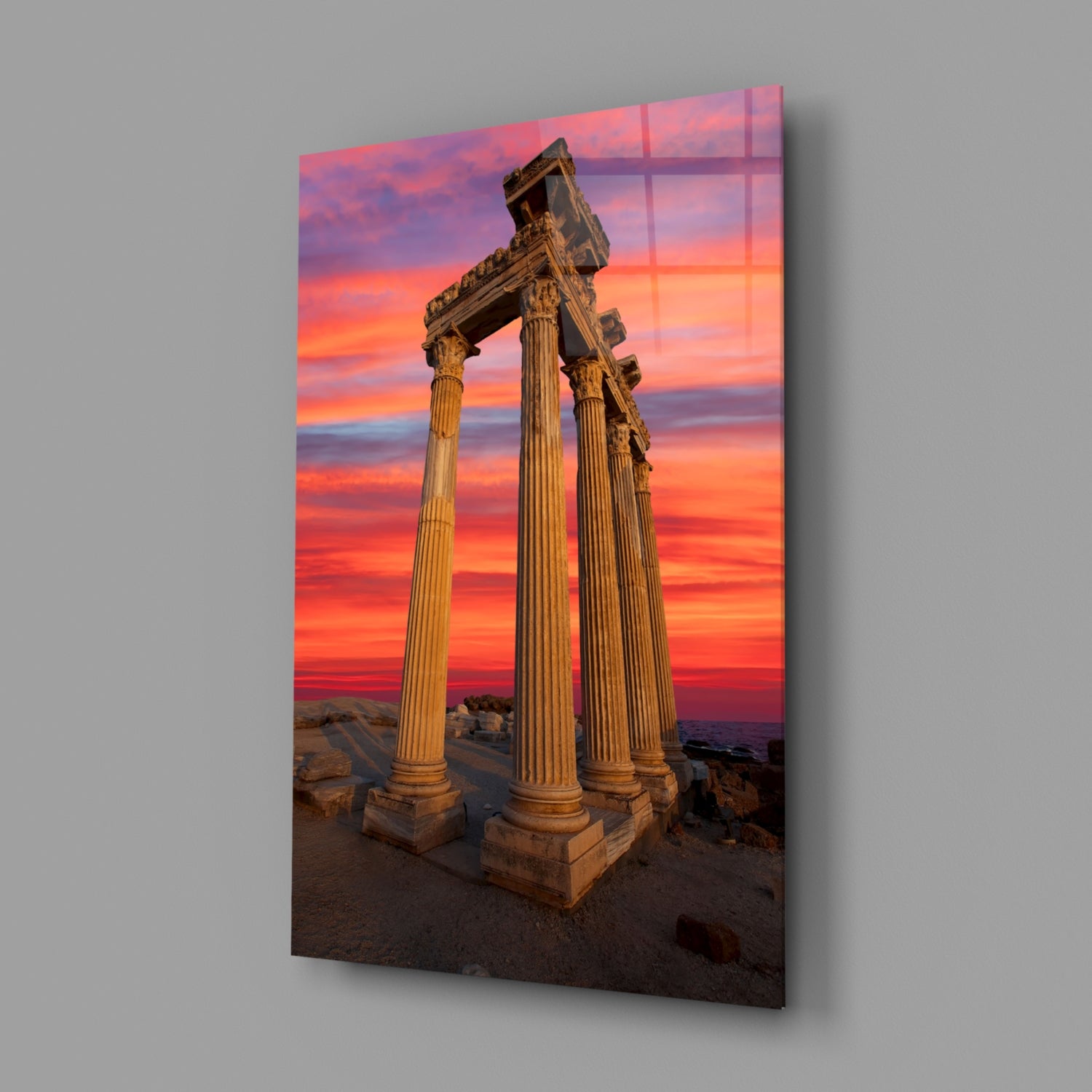 Temple of Apollo Glass Wall Art.
