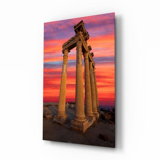Temple of Apollo glass wall art in a modern study
