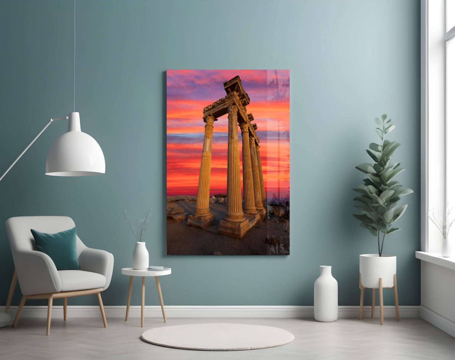 Temple of Apollo Glass Wall Art.