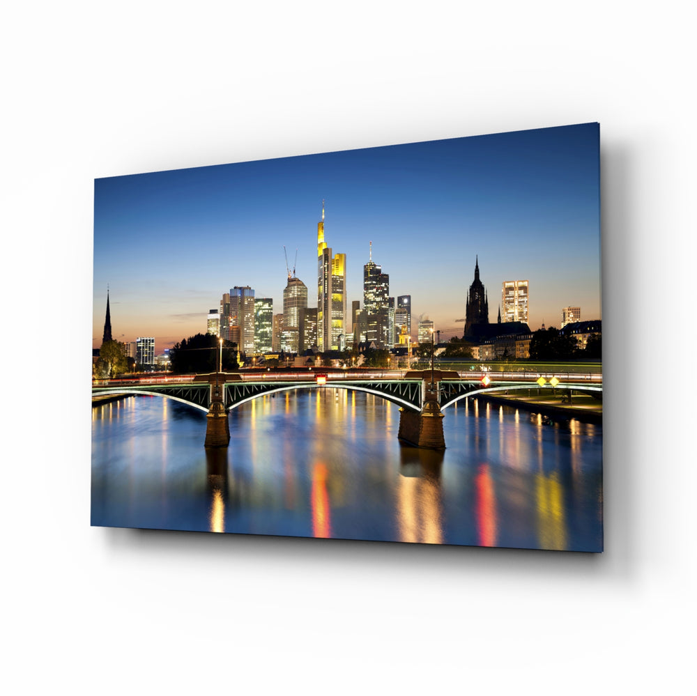 Frankfurt glass wall art in a modern living room
