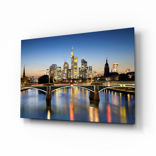 Frankfurt glass wall art in a modern living room