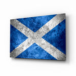 Flag of Scotland glass wall art in a modern home office