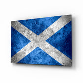 Flag of Scotland glass wall art in a modern home office