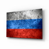 Flag of Russia glass wall art in a modern home office