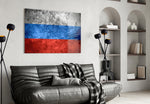 Flag of Russia artwork styled in a study interior