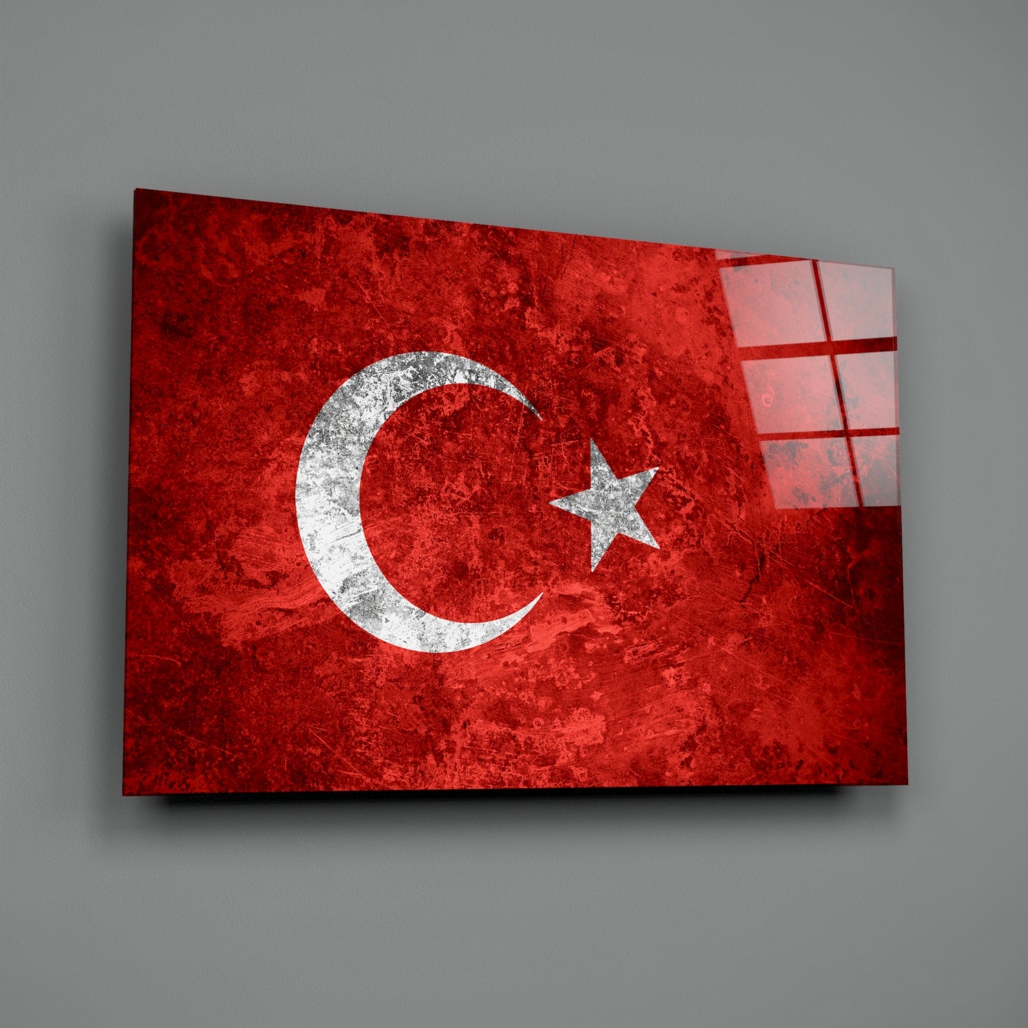 Flag of Turkiye Glass Wall Art.