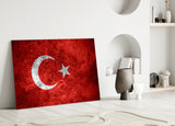 Flag of Turkiye Glass Wall Art.