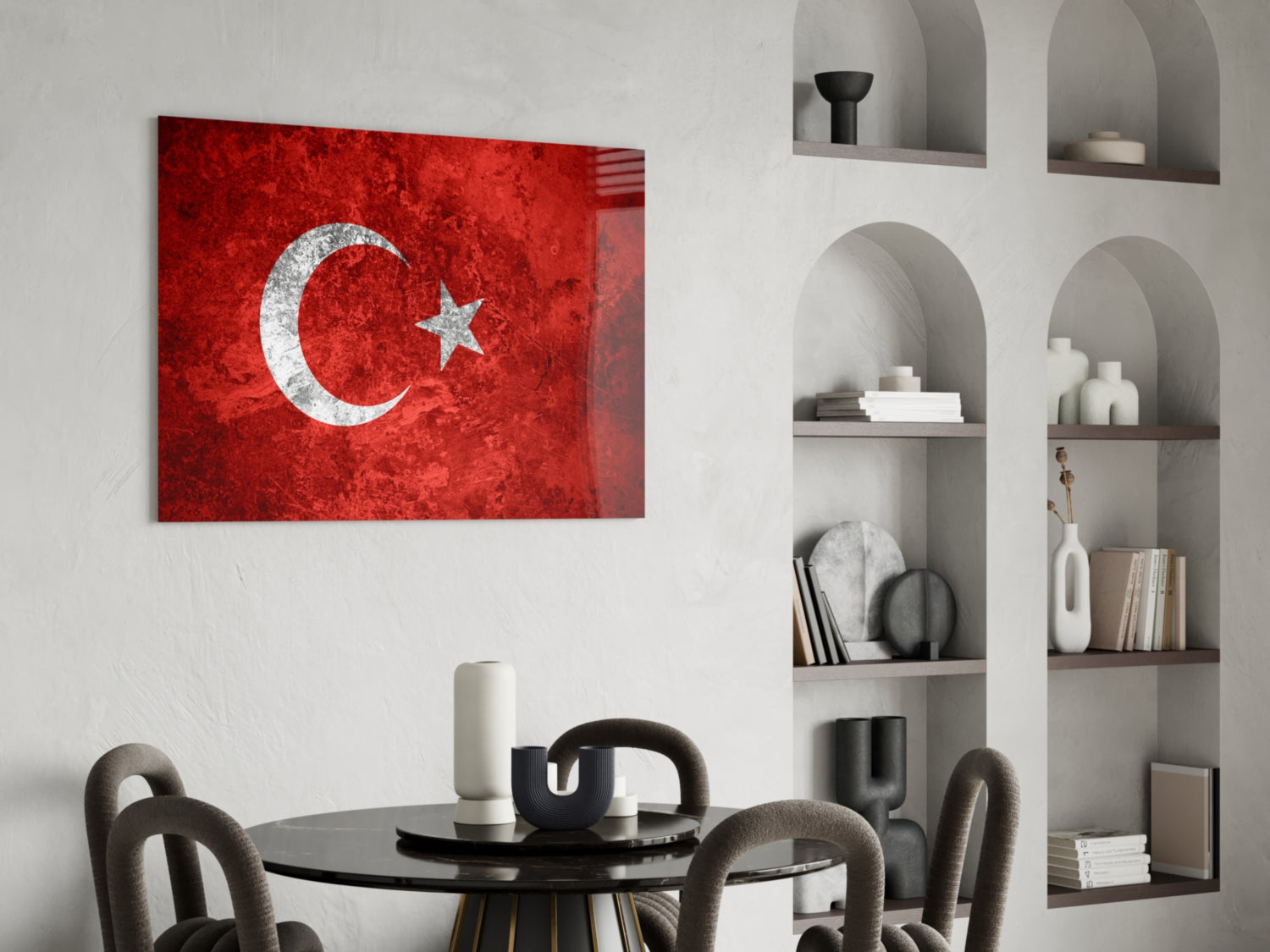 Flag of Turkiye Glass Wall Art.
