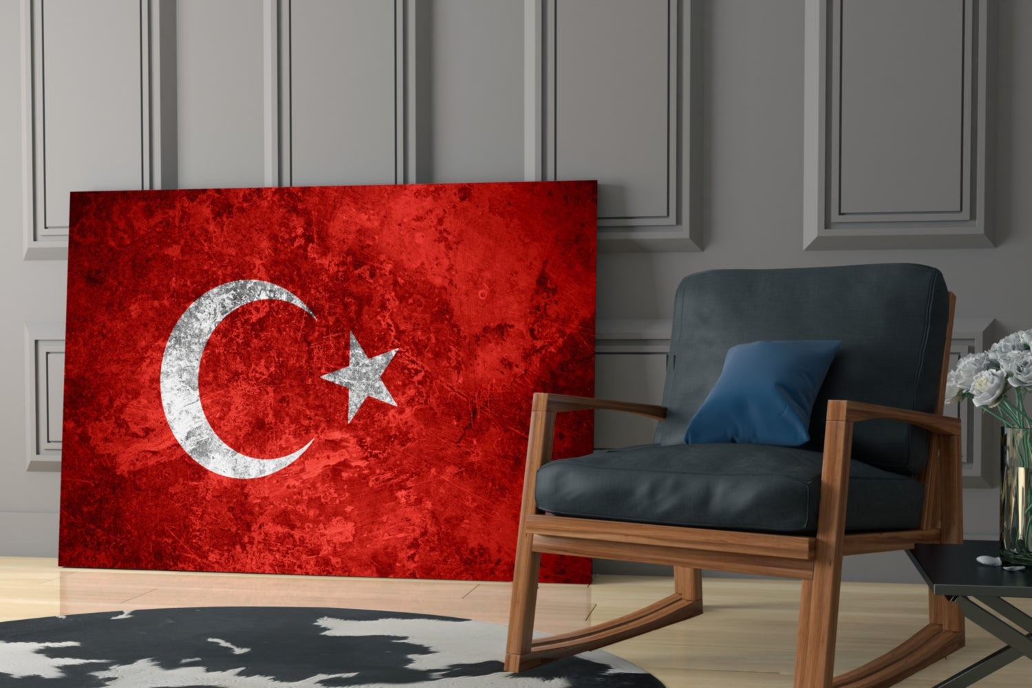Flag of Turkiye Glass Wall Art.