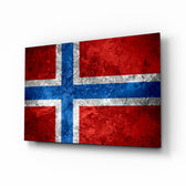 Flag of Norway glass wall art in a modern home office