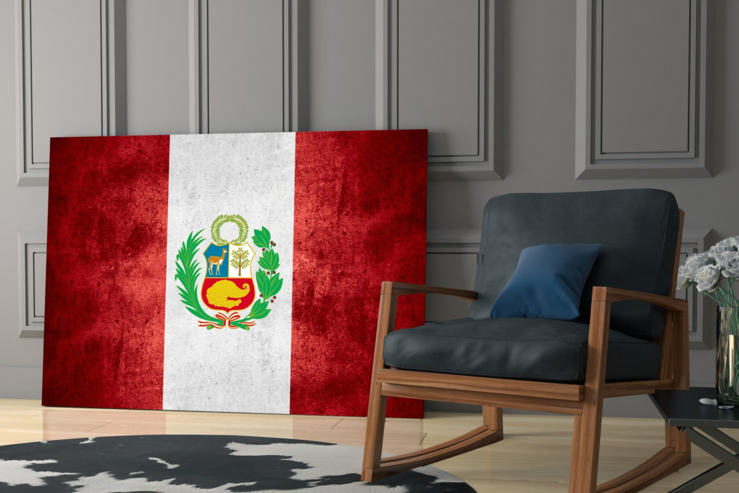 Flag of Peru Glass Wall Art.