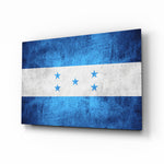 Flag of Honduras glass wall art in a modern home office
