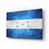 Flag of Honduras glass wall art in a modern home office