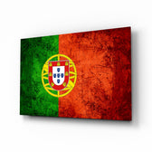 Flag of Portugal glass wall art in a modern home office