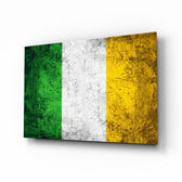 Flag of Ireland glass wall art in a modern home office