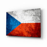Flag of Czechia glass wall art in a modern home office