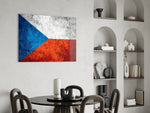 Patriotic glass print bringing Czech edge to a hallway