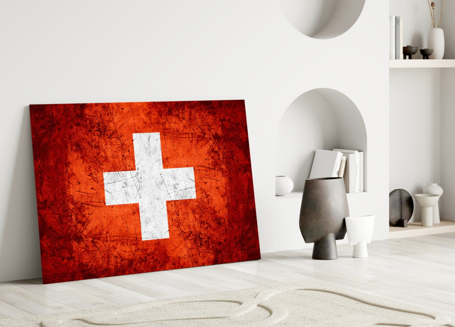 Flag of Switzerland Glass Wall Art.