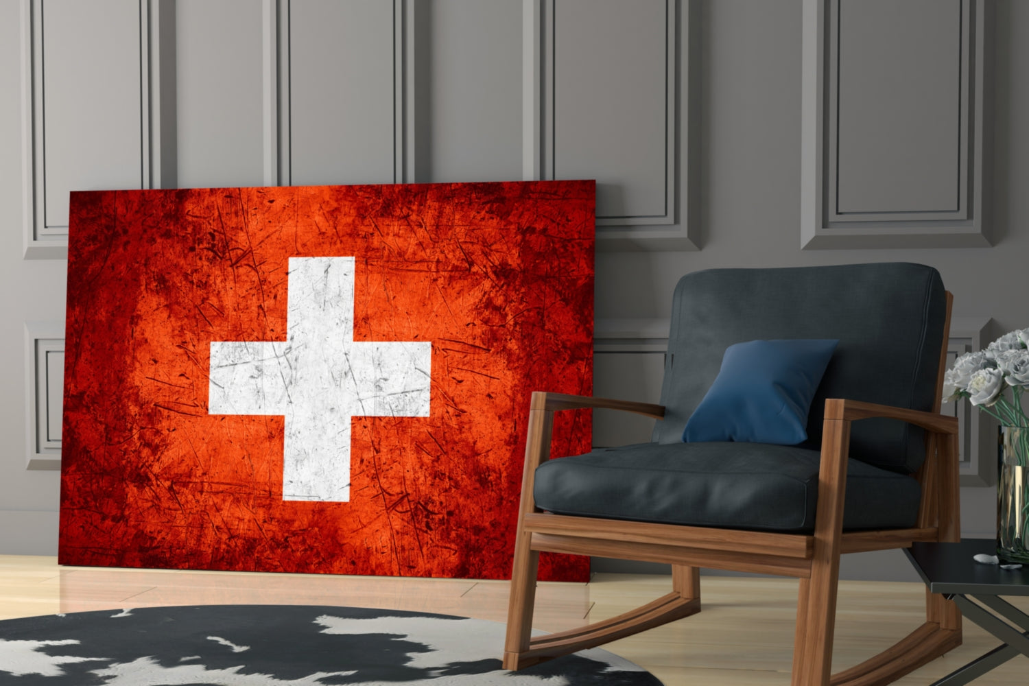 Flag of Switzerland Glass Wall Art.