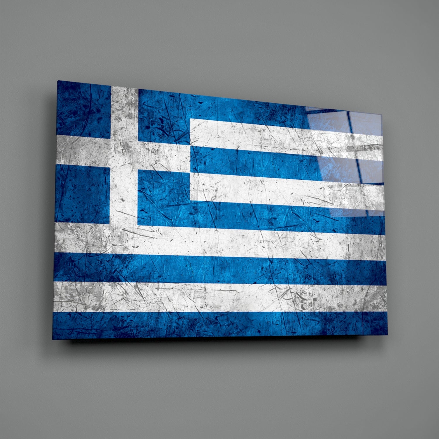 Flag of Greece Glass Wall Art.