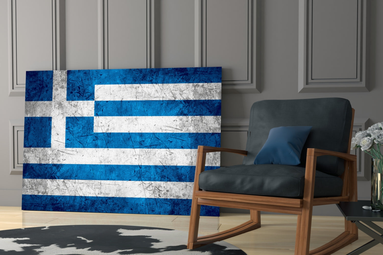 Flag of Greece Glass Wall Art.