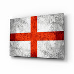 Flag of England glass wall art in a modern home office