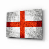 Flag of England glass wall art in a modern home office