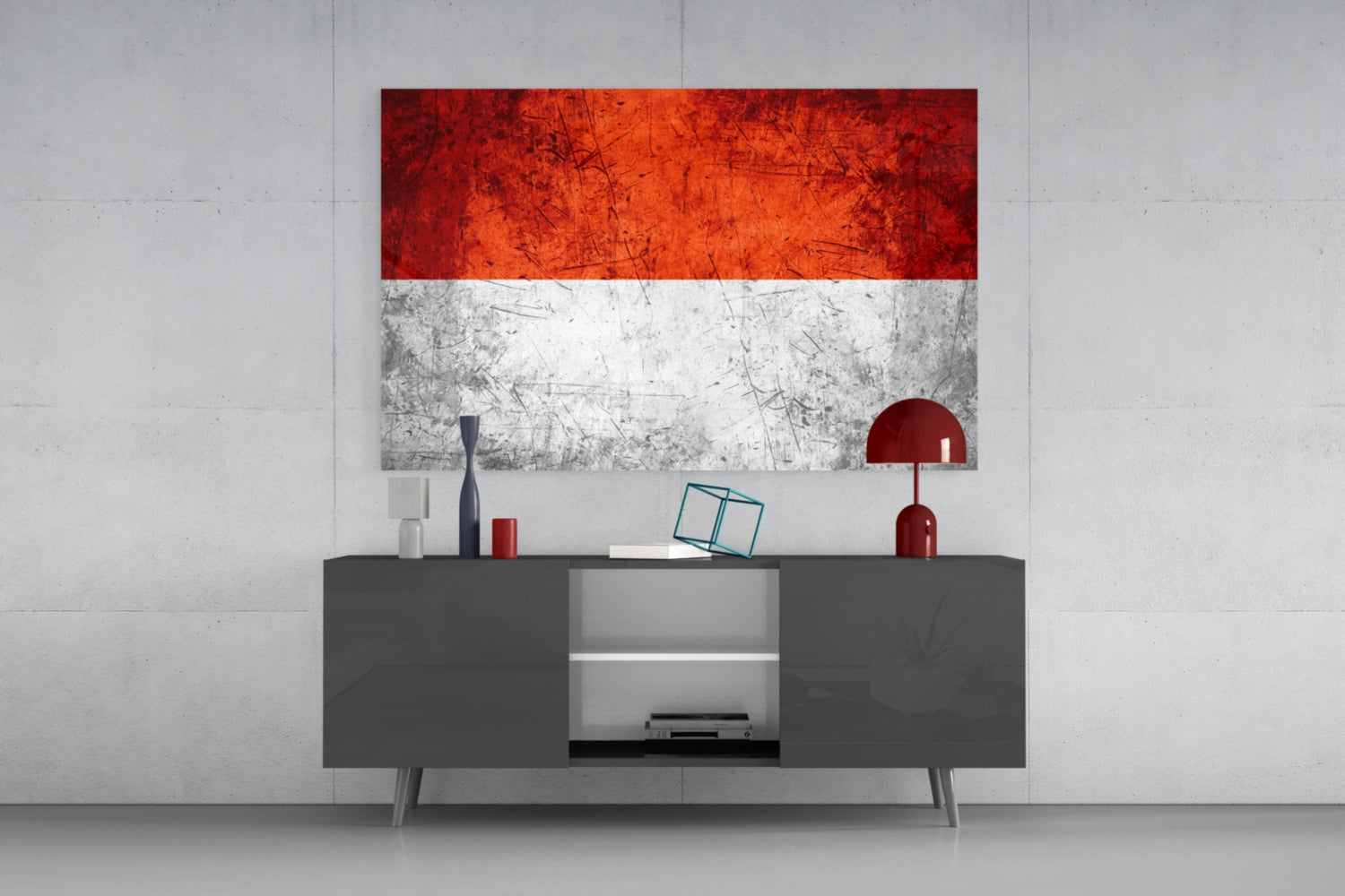 Flag of Indonesia Glass Wall Art.