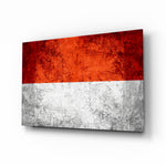 Flag of Indonesia glass wall art in a modern home office