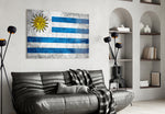Flag of Uruguay artwork styled in a study interior