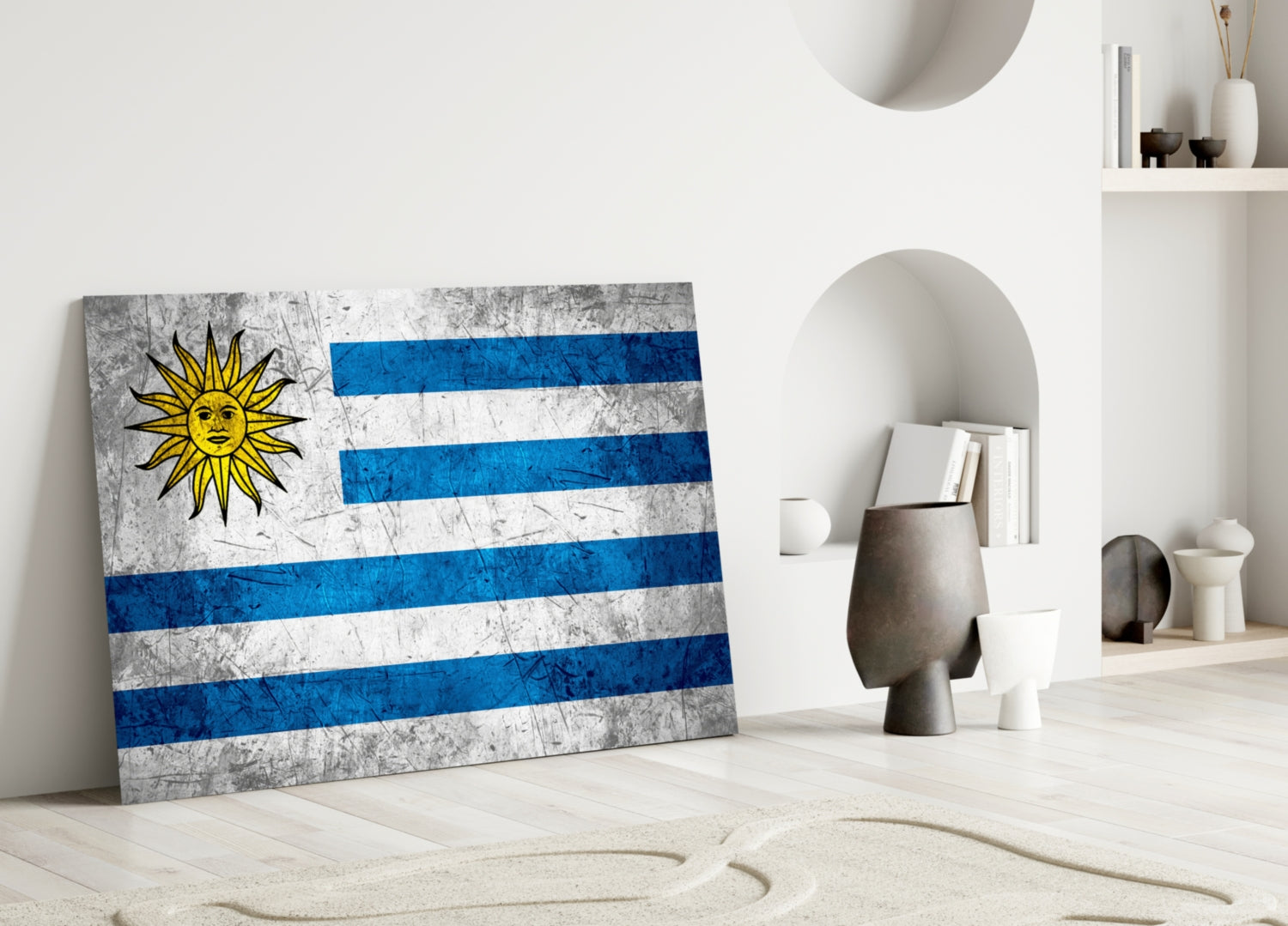 Flag of Uruguay Glass Wall Art.
