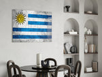 Patriotic glass print bringing Uruguayan edge to a hallway
