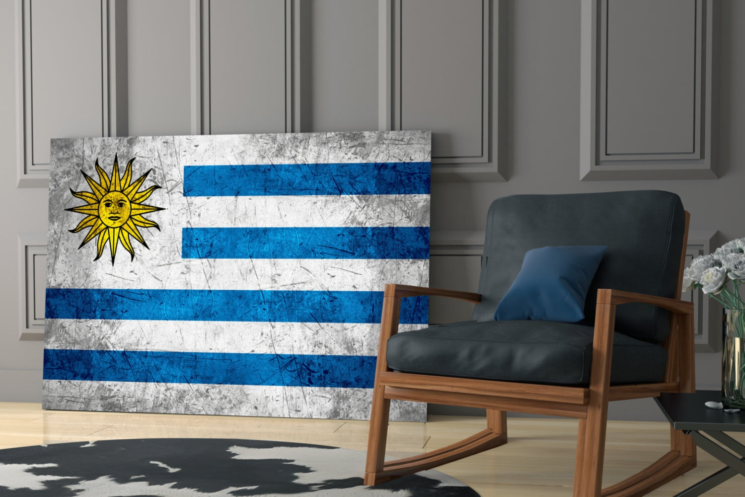 Flag of Uruguay Glass Wall Art.
