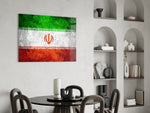 Patriotic glass print bringing Iranian edge to a hallway