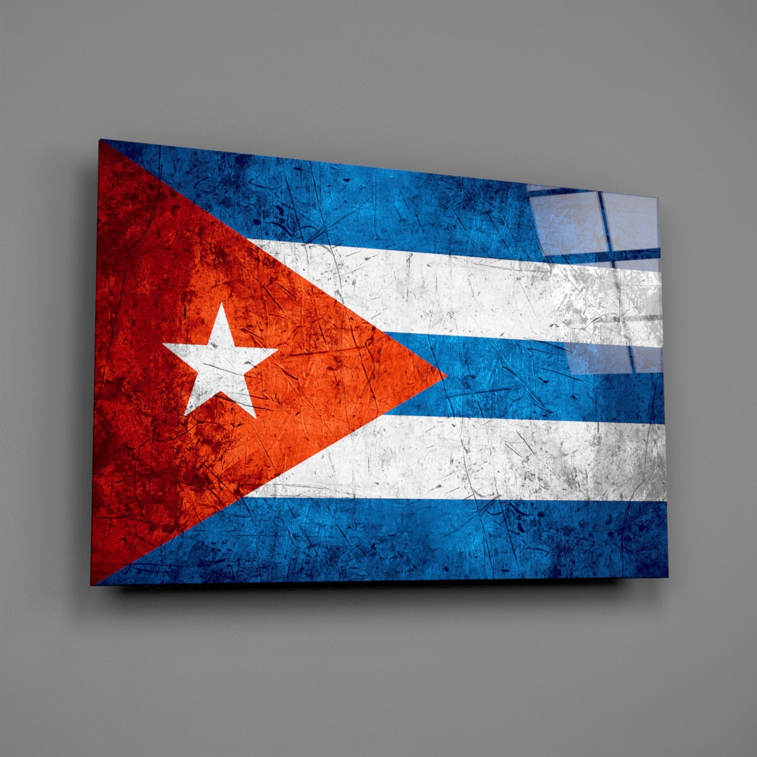 Flag of Cuba Glass Wall Art.