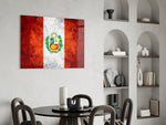 Patriotic glass print bringing Peruvian edge to a hallway