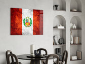Patriotic glass print bringing Peruvian edge to a hallway