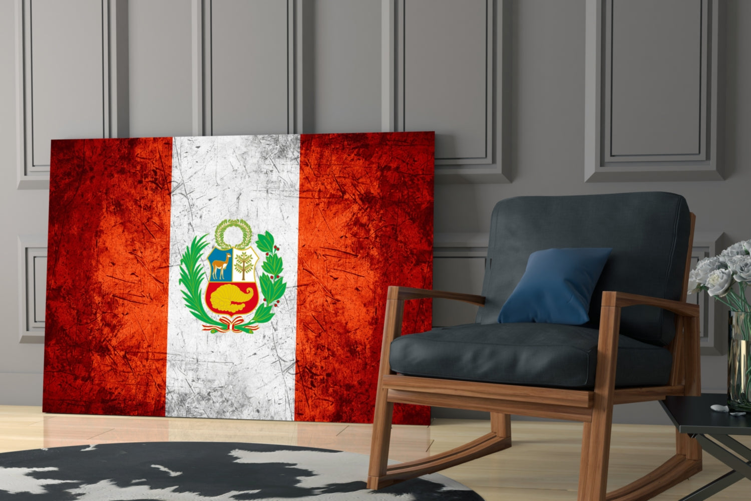 Flag of Peru Glass Wall Art.