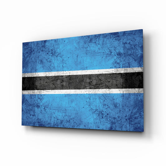 Flag of Botswana glass wall art in a modern home office