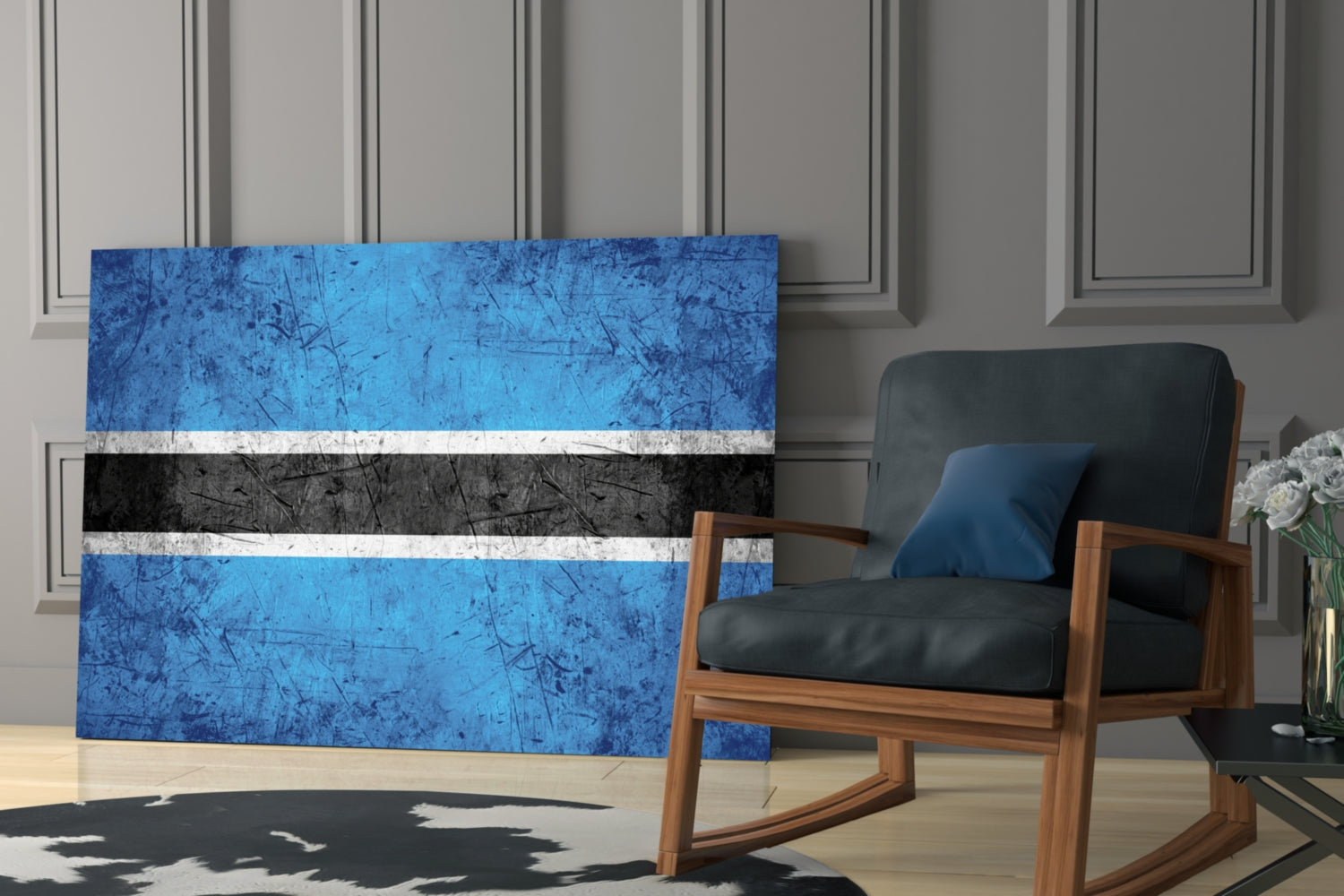 Flag of Botswana Glass Wall Art.