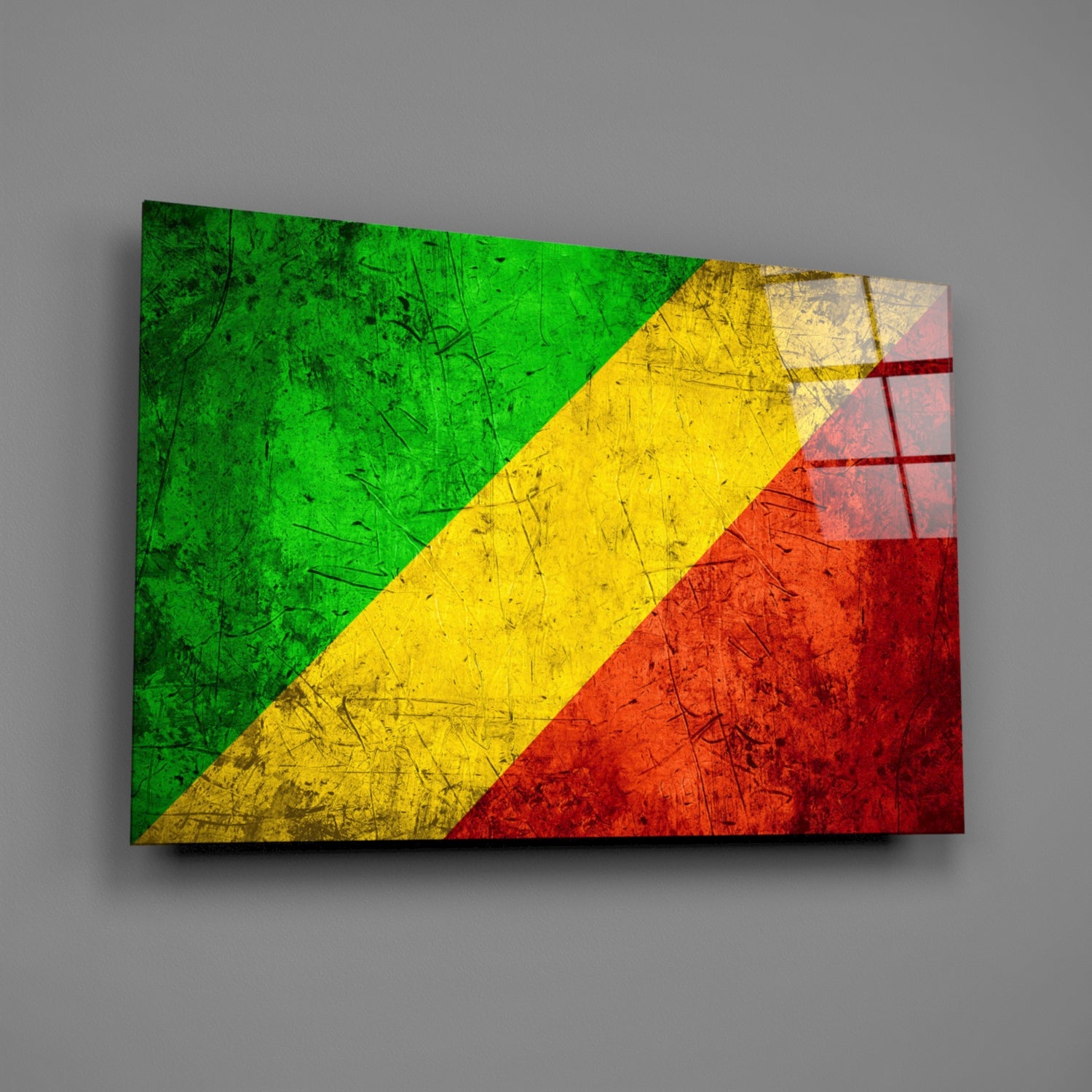Flag of Republic of the Congo Glass Wall Art.