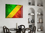 Patriotic glass print bringing Congolese edge to a hallway